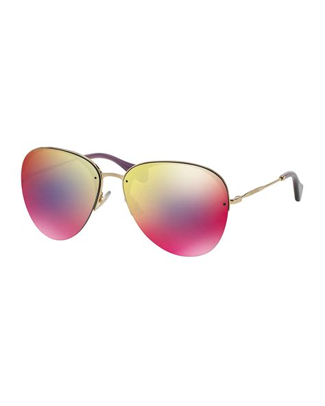 miu miu oversized metal aviator sunglasses red|Miu Miu Metal Aviator Sunglasses .